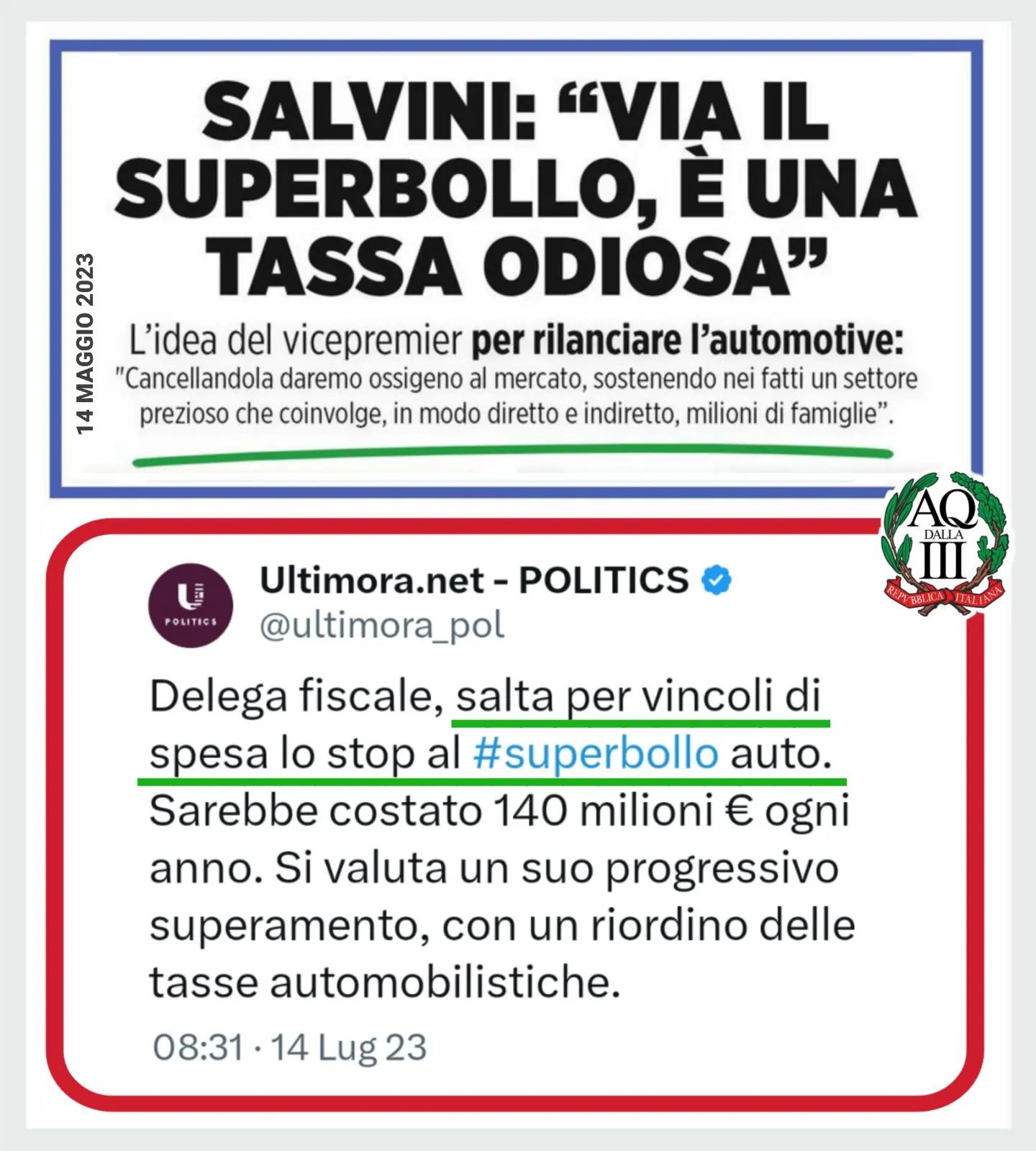 Superbollo auto si avvicina l'abolizione. Salvini pronto un emendamento