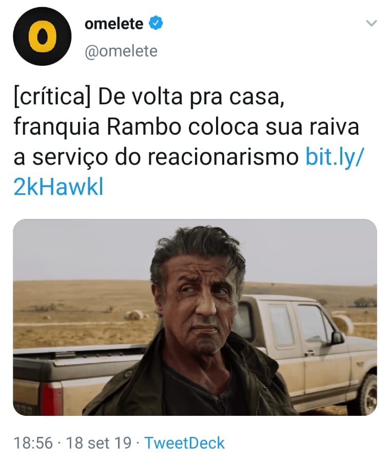 Novo 'Rambo' de Stallone, 'Até o fim' é ultrapassado e