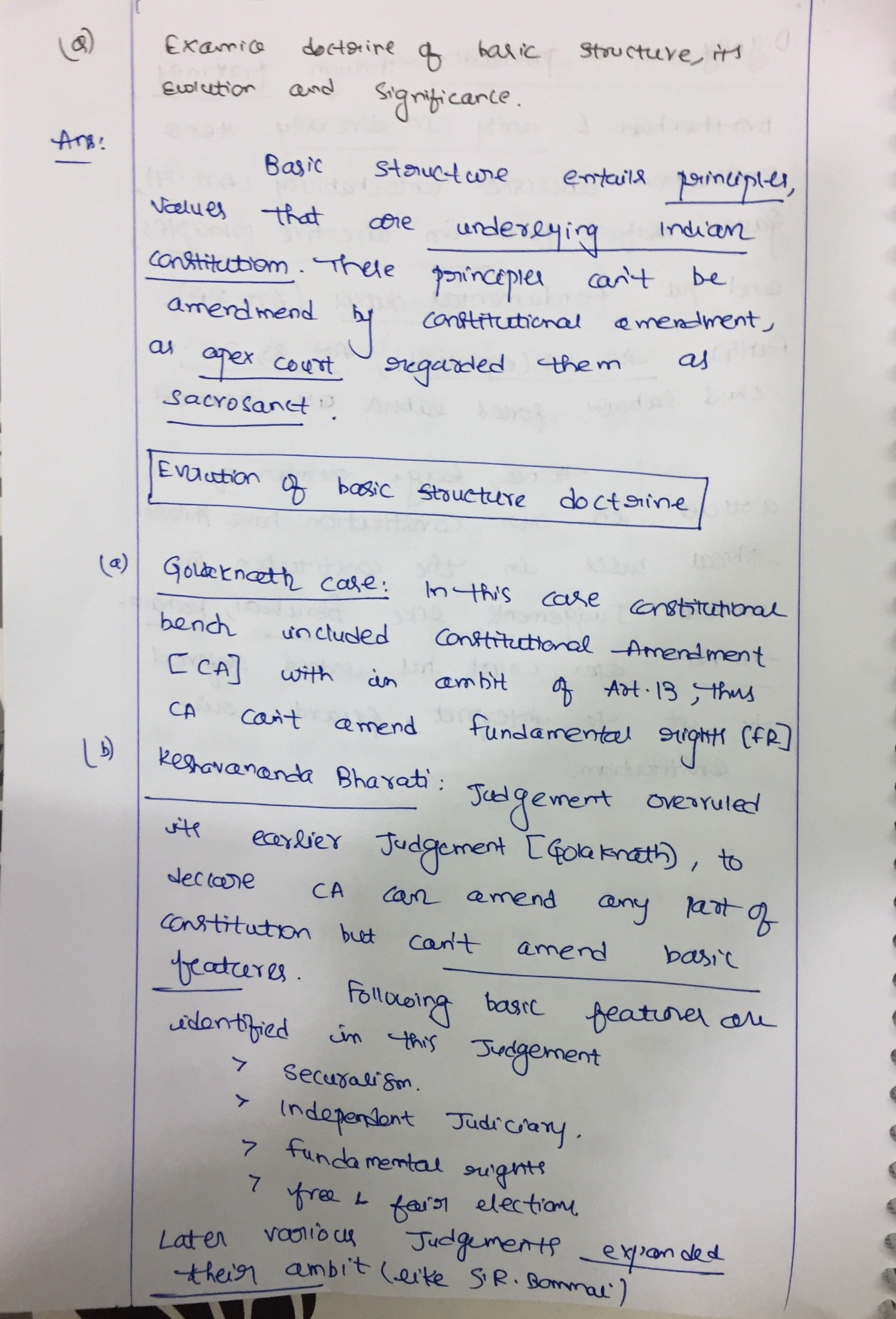 3 Examine The Doctrine Of Basic Structure Its Evolution And