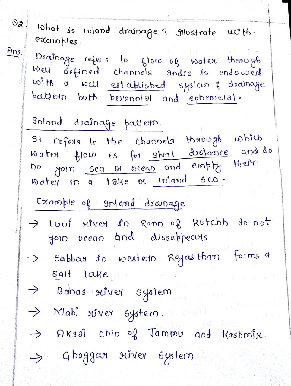 Day 14 â€“ Q 2. What is inland drainage? Illustrate with examples