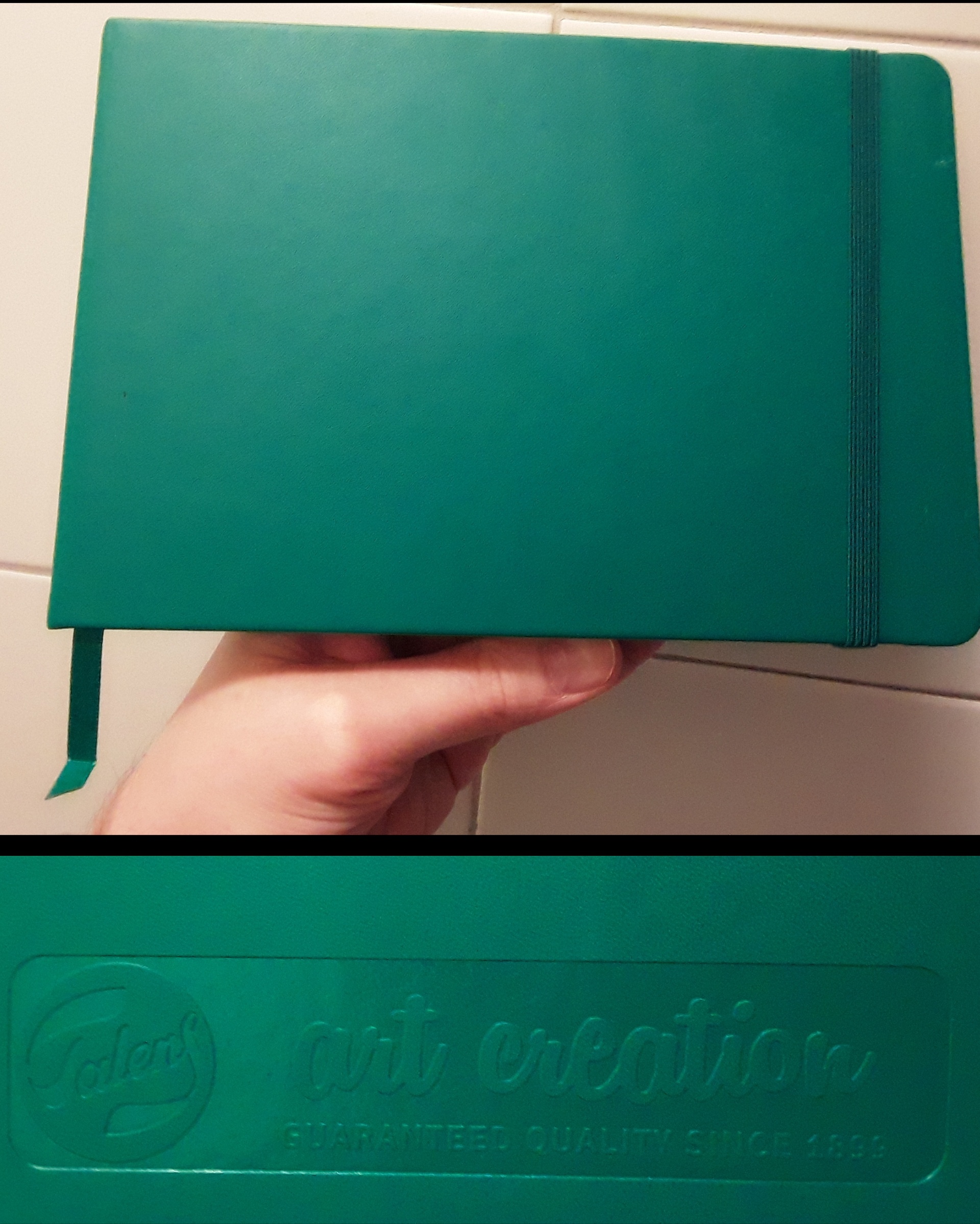 A green sketchbook