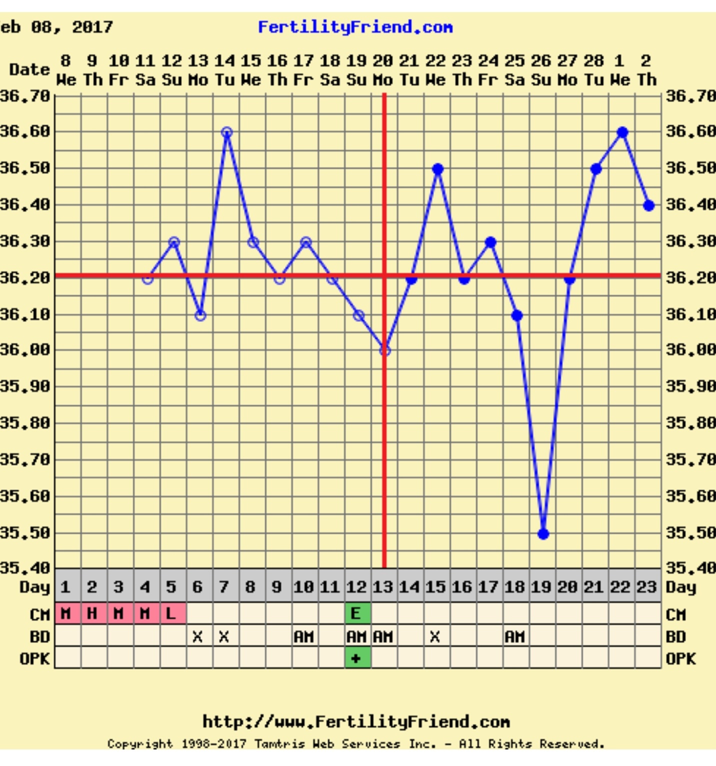 Basal Body Temperature Chart Of A Woman