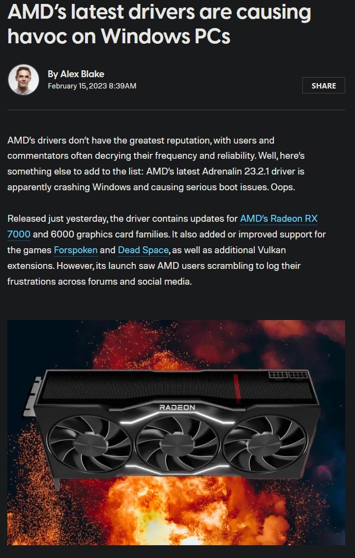 Latest AMD Radeon Graphics Drivers Reportedly Causing PC Boot Issues ...