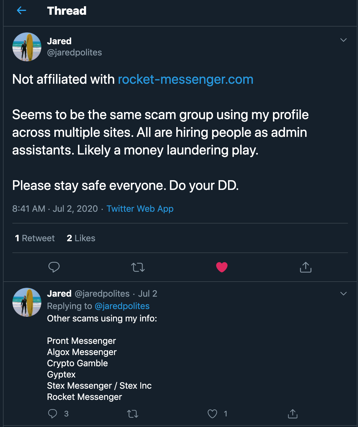 Stex-messenger: scam or legit? : r/Scams