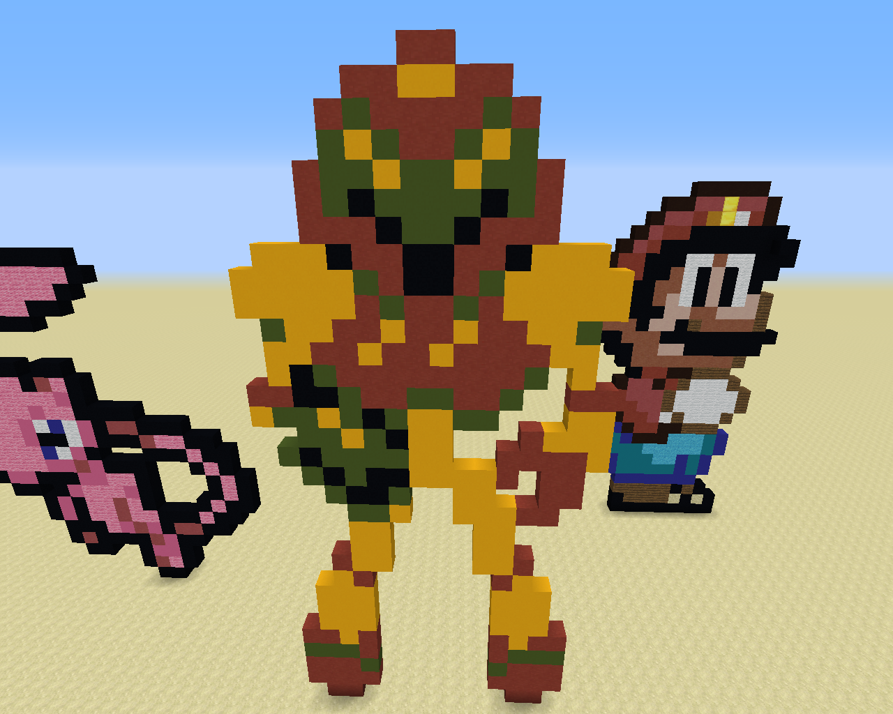 Samus Aran as she appears on the very first Metroid game.