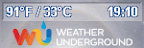 Weatherunderground sticker showing sultry grey 33°C at tea-time