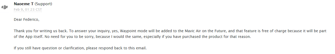 dji mavic air waypoints