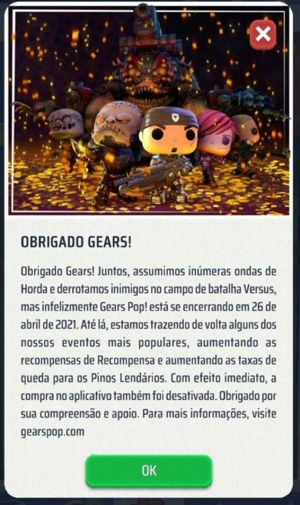 Servidores de Gears POP! serão desligados Clique para ver a imagem em tamanho original