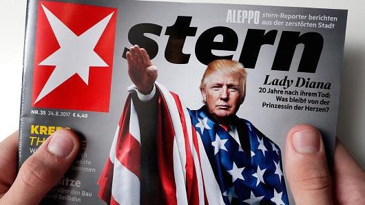 trump german nazi magazine american germany salute flag neo nazis michael fascist stern does berlin anti giving president afd politics